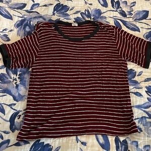 Brandy Melville burgundy striped shirt